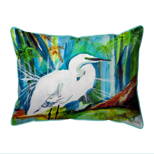 Betsy Drake Acyrlic Egret Large Indoor/Outdoor Pillow 16x20 Main image