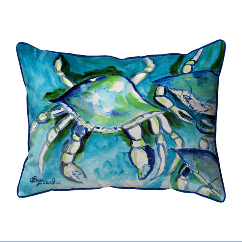 Betsy Drake White Crabs Large Indoor/Outdoor Pillow 16x20 Main image
