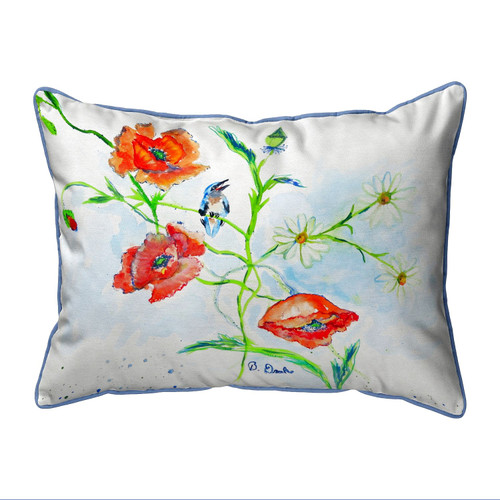Betsy Drake Poppies & Daisies Large Indoor/Outdoor Pillow 16x20 Main image