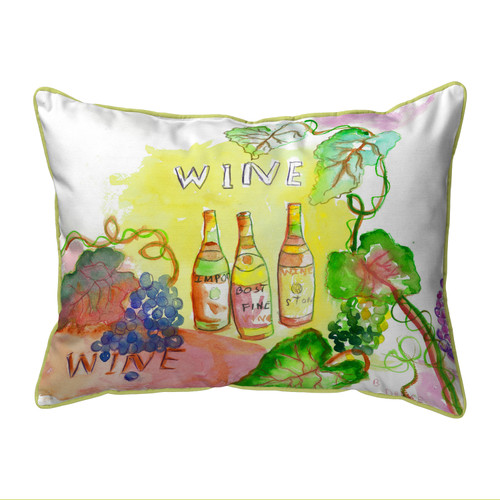 Betsy Drake Wine Bottles Large Indoor/Outdoor Pillow 16x20 Main image