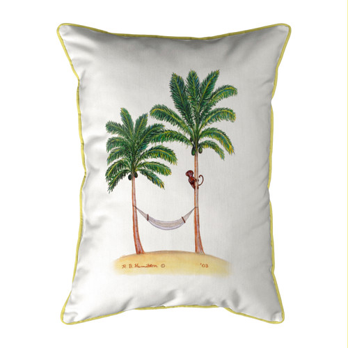 Betsy Drake Palm Trees & Monkey Large Indoor/Outdoor Pillow 16x20 Main image