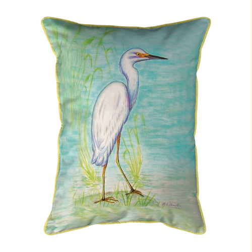Betsy Drake Snowy Egret Large Indoor/Outdoor Pillow 16x20 Main image