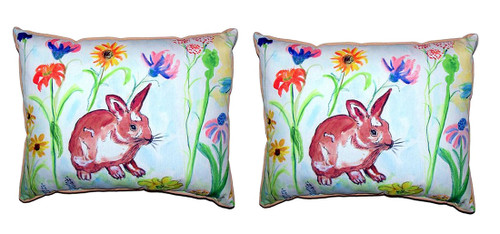 Pair of Betsy Drake Whiskers Bunny Small Pillows 11X 14 Main image
