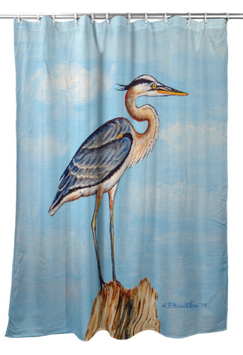 Betsy Drake Blue Heron on Stump Shower Curtain Main image