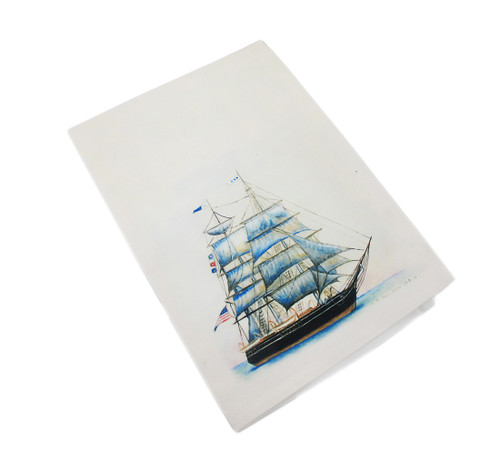 Betsy Drake Whaling Ship Kitchen Towel 19 Inch X 19 Inch Main image