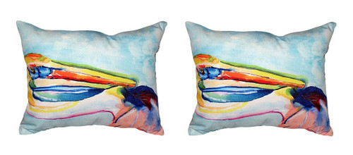 Pair of Betsy Drake Pelican Head No Cord Indoor/Outdoor Pillows 16 In. X 20 In. Main image