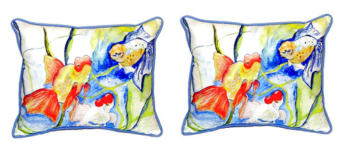 Pair of Betsy Drake Fantails Large Indoor/Outdoor Pillows 16 Inch X 20 Inch Main image