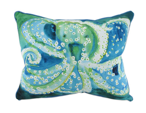 Betsy Drake Colorful Octopus In/Outdoor Decorative Throw Pillow 16in.X20in. Main image