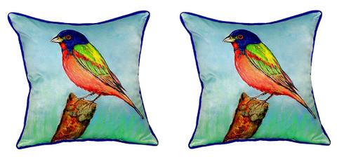Pair of Betsy Drake Painted Bunting Small Pillows 12 Inch X 12 Inch Main image
