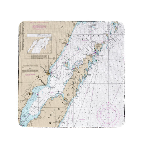 Betsy Drake Door County, Green Bay, WI Nautical Map Coaster Set of 4 Main image