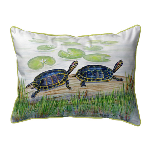 Betsy Drake Two Turtles Small Indoor/Outdoor Pillow 11x14 Main image