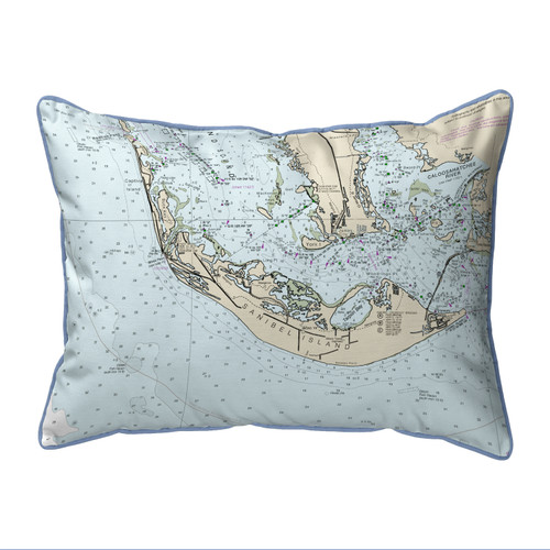 Betsy Drake Sanibell Island, FL Nautical Map Small Corded Indoor/Outdoor Pillow 11x14 Main image