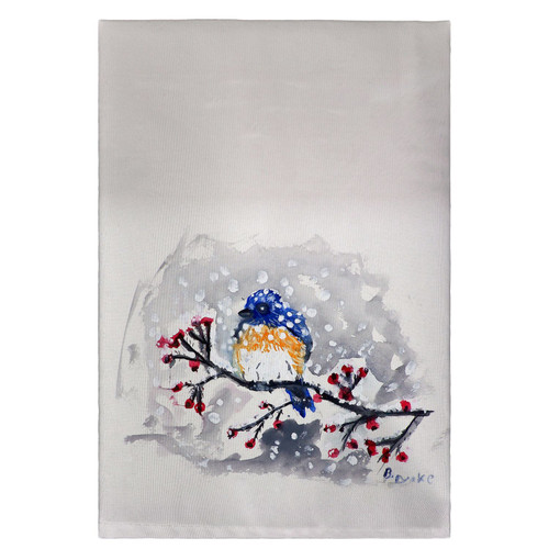 Betsy Drake Bluebird in Snow Guest Towel Main image
