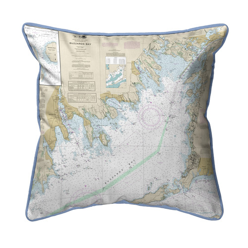 Betsy Drake Buzzards Bay, MA Nautical Map Extra Large Zippered Indoor/Outdoor Pillow 22x22 Main image