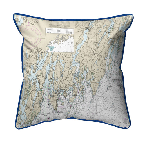 Betsy Drake Southport - Pemaquid, ME Nautical Map Extra Large Zippered Indoor/Outdoor Pillow 22x22 Main image