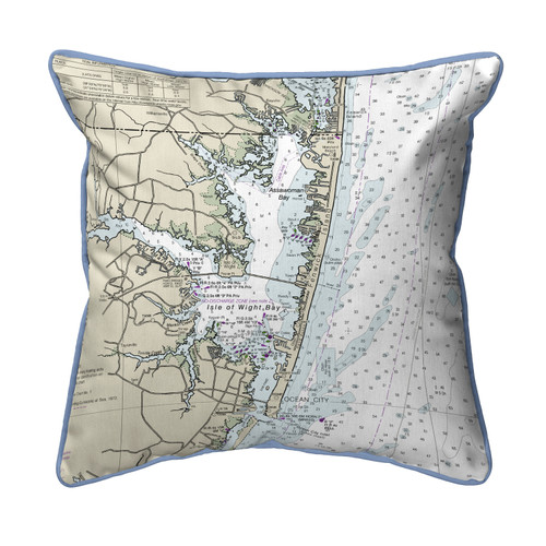 Betsy Drake Fenwick Island to Chincoteague Inlet, VA Nautical Map Extra Large Zippered Indoor/Outdoor Pillow 22x22 Main image
