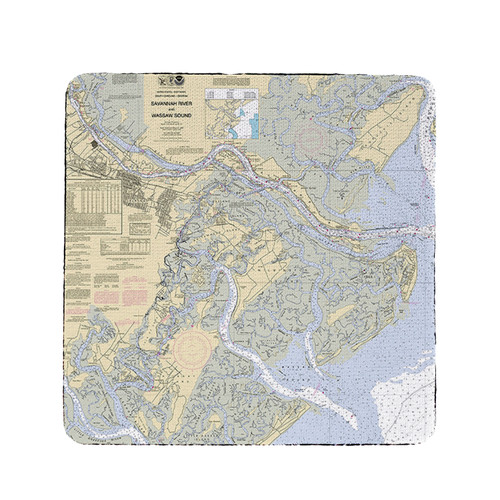 Betsy Drake Savannah River and Wassaw Sound, GA Nautical Map Coaster Set of 4 Main image