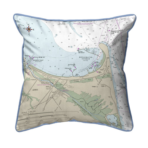 Betsy Drake Lewes, DE Nautical Map Extra Large Zippered Indoor/Outdoor Pillow 22x22 Main image