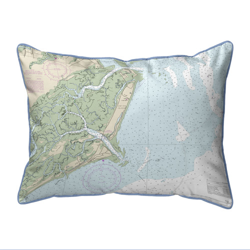 Betsy Drake Fripp Island, SC Nautical Map Extra Large Zippered Indoor/Outdoor Pillow 20x24 Main image