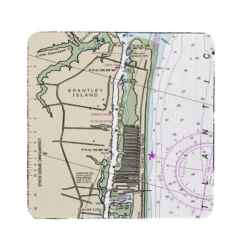 Betsy Drake Ocean Isle, NC Nautical Map Coaster Set of 4 Main image