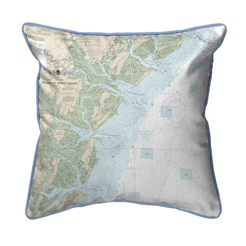 Betsy Drake Tybee Island to Doboy Sound, GA Nautical Map Extra Large Zippered Indoor/Outdoor Pillow 22x22 Main image