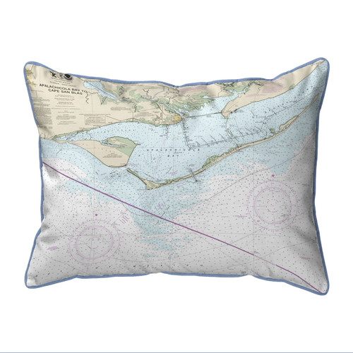 Betsy Drake St George Island, FL Nautical Map Extra Large Zippered Indoor/Outdoor Pillow 20x24 Main image