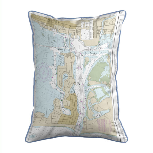 Betsy Drake Fort Pierce Harbor, FL Nautical Map Extra Large Zippered Indoor/Outdoor Pillow 20x24 Main image