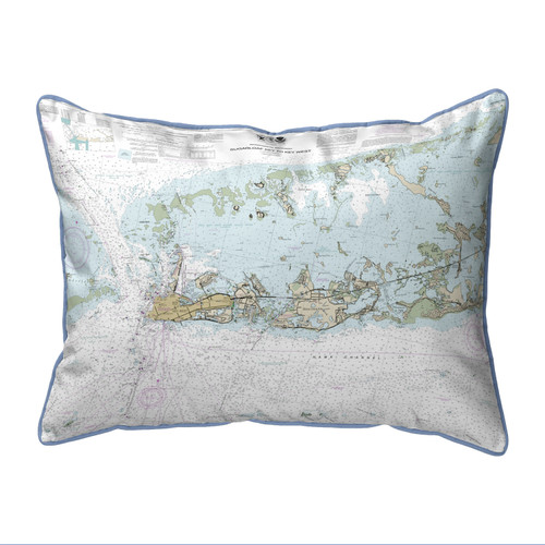 Betsy Drake Sugarloaf Key to Key West, FL Nautical Map Extra Large Zippered Indoor/Outdoor Pillow 20x24 Main image