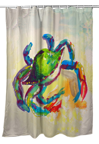 Betsy Drake Teal Crab Shower Curtain Main image