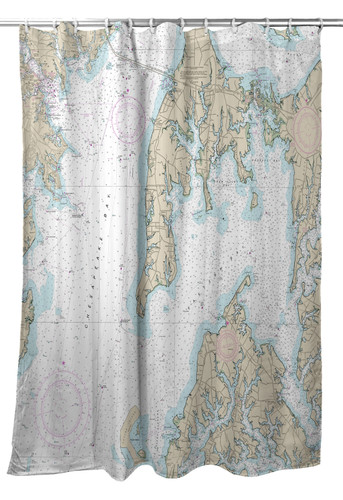 Betsy Drake Kent Island, MD Nautical Map Shower Curtain Main image