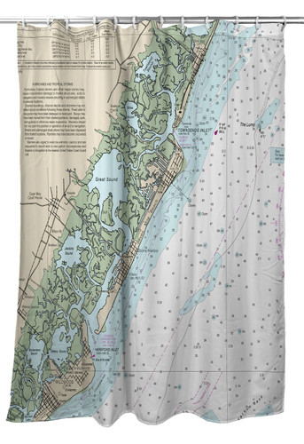 Betsy Drake Little Egg Inlet to Hereford Inlet - Avalon, NH Nautical Map Shower Curtain Main image