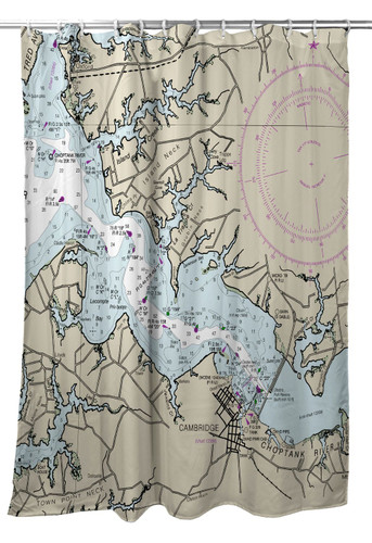 Betsy Drake Cambridge, MD Nautical Map Shower Curtain Main image