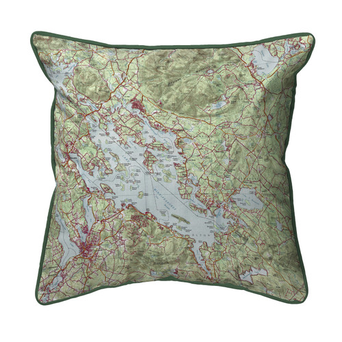 Betsy Drake Lake Winnipesaukee, NH Nautical Map Large Corded Indoor/Outdoor Pillow 18x18 Main image