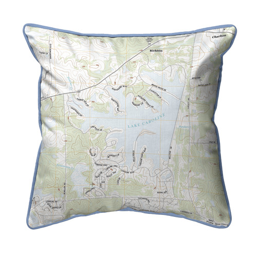 Betsy Drake Lake Caroline, MS Nautical Map Small Corded Indoor/Outdoor Pillow 12x12 Main image