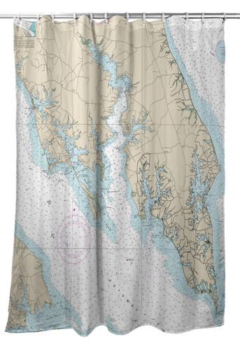 Betsy Drake Leonardtown, MD Nautical Map Shower Curtain Main image