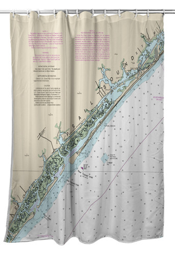Betsy Drake New River Inlet to Cape Fear - Topsail, NC Nautical Map Shower Curtain Main image
