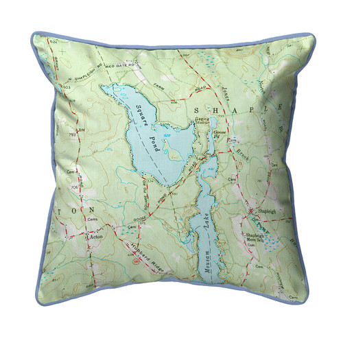 Betsy Drake Square Pond, ME Nautical Map Large Corded Indoor/Outdoor Pillow 18x18 Main image