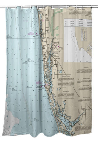 Betsy Drake Naples Bay, FL Nautical Map Shower Curtain Main image