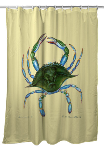 Betsy Drake Female Blue Crab Shower Curtain - Yellow Main image