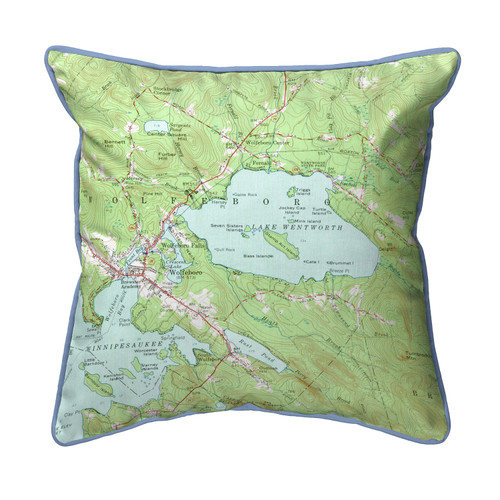 Betsy Drake Lake Wentworth, NH Nautical Map Small Corded Indoor/Outdoor Pillow 12x12 Main image