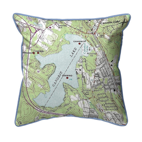 Betsy Drake Canobie Lake, NH Nautical Map Small Corded Indoor/Outdoor Pillow 12x12 Main image