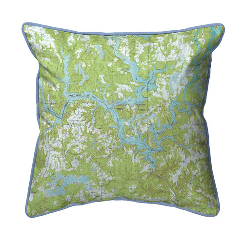Betsy Drake Lewis Smith Lake, AL Nautical Map Small Corded Indoor/Outdoor Pillow 12x12 Main image