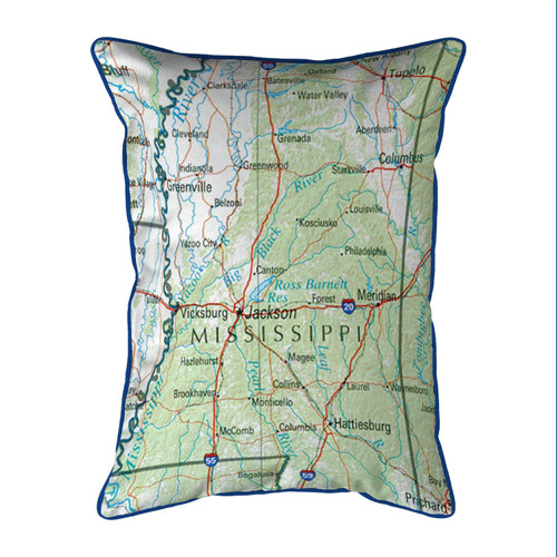 Betsy Drake Mississippi, MS Nautical Map Large Corded Indoor/Outdoor Pillow 16x20 Main image