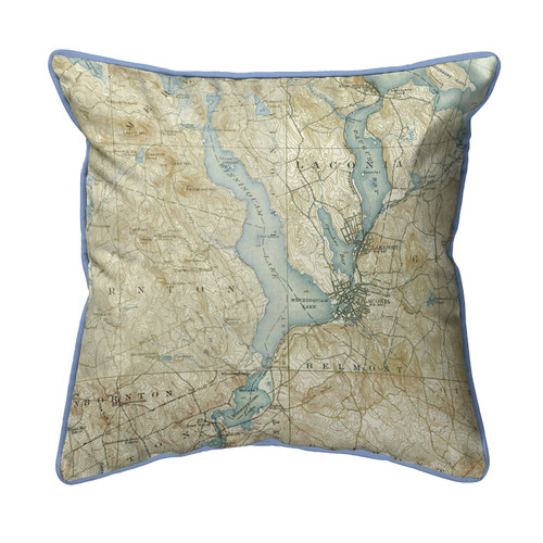 Betsy Drake Lake Winnisquam, NH Nautical Map Large Corded Indoor/Outdoor Pillow 18x18 Main image