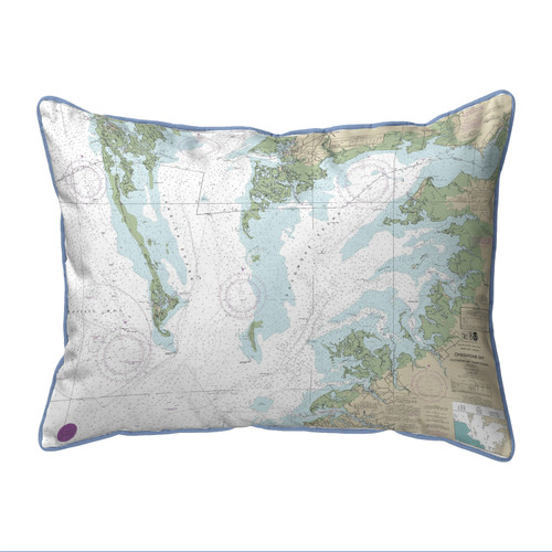 Betsy Drake Chesapeake Bay - Pocomoke and Tangier Sounds, VA Nautical Map Large Corded Indoor/Outdoor Pillow 16x20 Main image