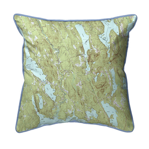 Betsy Drake Casco and Sebago Lake, ME Nautical Map Small Corded Indoor/Outdoor Pillow 12x12 Main image