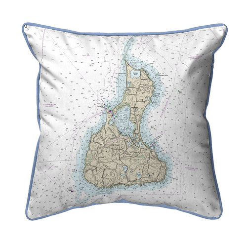 Betsy Drake Block Island, RI Nautical Map Small Corded Indoor/Outdoor Pillow 12x12 Main image