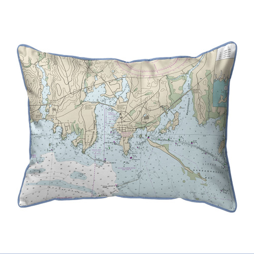 Betsy Drake StoninKTon Harbor, CT Nautical Map Small Corded Indoor/Outdoor Pillow 11x14 Main image