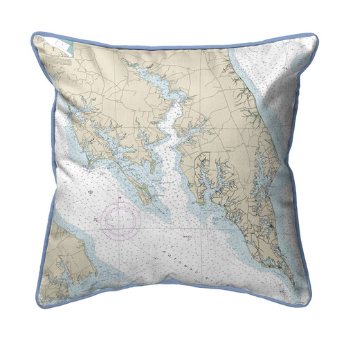 Betsy Drake Leonardtown, MD Nautical Map Large Corded Indoor/Outdoor Pillow 18x18 Main image