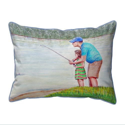 Betsy Drake Learning to Fish Small Indoor/Outdoor Pillow 11x14 Main image